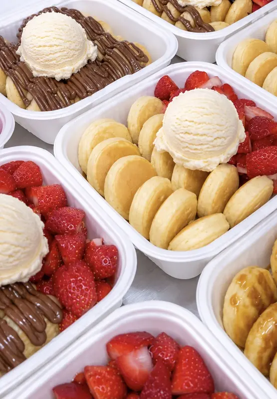 Mini pancakes con nieve